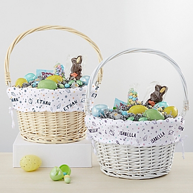 Space Personalized Easter Basket with Folding Handle in White. View a larger version of this product image.