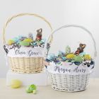Alternate image 1 for Colorful Floral Personalized Easter Basket with Folding Handle in White