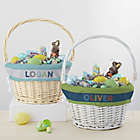 Alternate image 1 for Boy&#39;s Colorful Name Personalized Easter Basket with Folding Handle in White