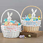 Alternate image 1 for Easter Pattern Personalized Easter Basket with Folding Handle in White