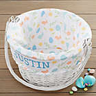 Alternate image 2 for Easter Pattern Personalized Easter Basket with Folding Handle in White