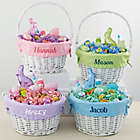 Alternate image 2 for Personalized White Easter Basket With Drop-Down Handle in Navy Check