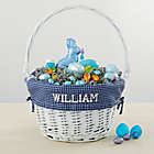 Alternate image 0 for Personalized White Easter Basket With Drop-Down Handle in Navy Check