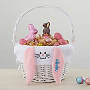 Personalized Bunny Easter Basket Liner & White Basket with Folding Handle