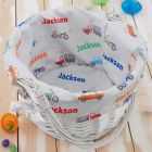 Alternate image 2 for Modes of Transportation Personalized Easter Basket with Folding Handle in White