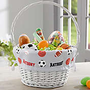 All About Sports Personalized Easter Basket with Folding Handle in White