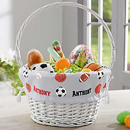 All About Sports Personalized Easter Basket with Folding Handle in White