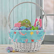 Mermaid Adventure Personalized Easter Basket with Folding Handle in White