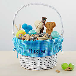 Personalized Dog White Easter Basket with Folding Handle