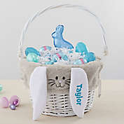 Bunny Easter Liner Personalized In Grey & Basket with Folding Handle in White