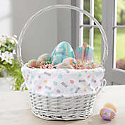 Easter Egg Personalized Easter Basket with Folding Handle in White