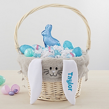 Personalized Bunny Easter Basket Liner with Basket. View a larger version of this product image.