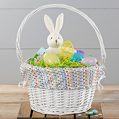 Vibrant Name Personalized Easter Basket with Folding Handle in White. View a larger version of this product image.
