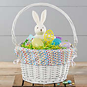 Vibrant Name Personalized Easter Basket with Folding Handle in White