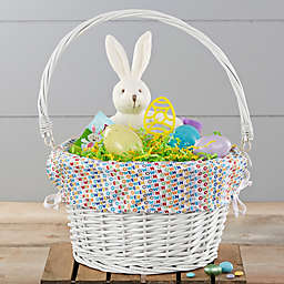 Vibrant Name Personalized Easter Basket with Folding Handle in White