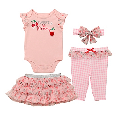 Baby Starters&reg; Size 18M 4-Piece Cherries Tutu Set in Pink. View a larger version of this product image.