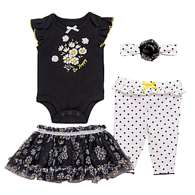 Baby Starters&reg; Size 18M 4-Piece 3D Flowers Tutu Set in Black. View a larger version of this product image.