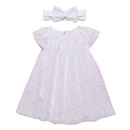 Start-Up Kids® Size 3T 2-Piece Lace Trapeze Dress and Headband Set in White