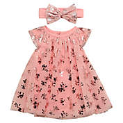 Start-Up Kids&reg; 2-Piece Tulle A-Line Dress with Headband Set in Rose Gold
