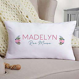 Blooming Baby Girl Personalized 12-Inch x 22-Inch Rectangle Lumbar Throw Pillow