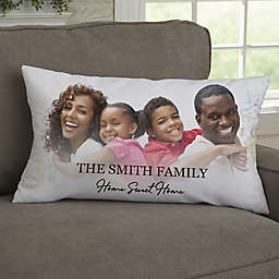 Photo & Message For Family Personalized 12-Inch x 22-Inch Velvet Recatangle Lumbar Throw Pillow
