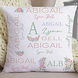 Blooming Baby Girl Personalized 18-Inch Velvet Square Throw Pillow