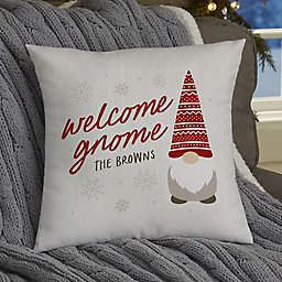 Gnome Family Personalized 14-Inch Square Throw Pillow