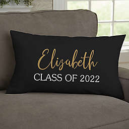 Classic Graduation Personalized 12-Inch x 22-Inch Velvet Rectangle Lumbar Throw Pillow