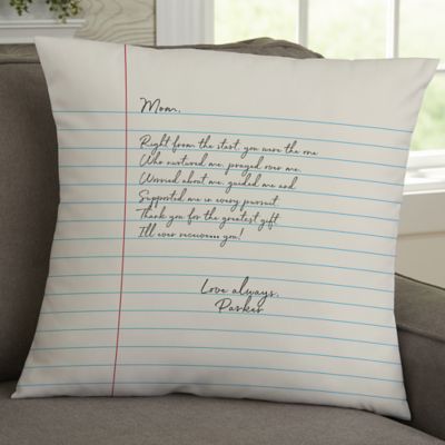Letter To Mom Personalized 18-Inch Velvet Square Throw Pillow
