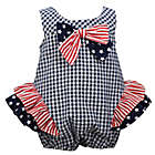 Alternate image 0 for Bonnie Baby Size 3-6M Stars and Stripes Seersecker Check Bubble Romper in Navy