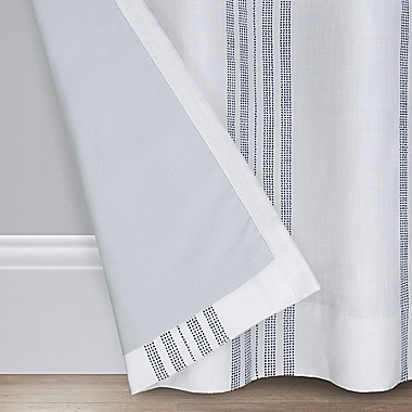 Everhome&trade; Blanche Vertical Stripe 63-Inch Blackout Curtain Panel in Chambray Blue (Single). View a larger version of this product image.