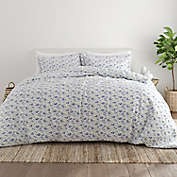 Blossoms 3-Piece Twin Duvet Cover Set in Light Blue
