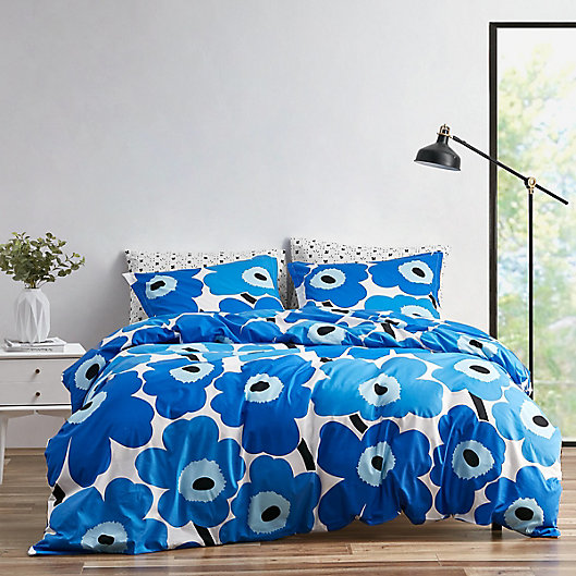 Marimekko Unikko 3 Piece Comforter Set, Marimekko Unikko Shower Curtain Blue