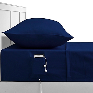 Studio 3B&trade; Cell Phone Pocket 300-Thread-Count Twin/Twin XL Sheet Set in Blue. View a larger version of this product image.