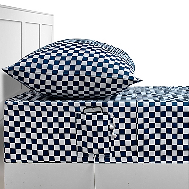 Studio 3B&trade; Cell Phone Pocket 300-Thread-Count Full/Full XL Sheet Set in Blue Check. View a larger version of this product image.
