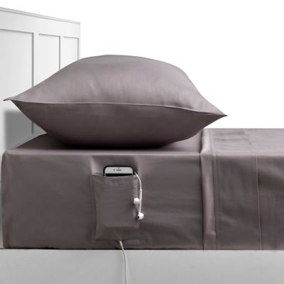 Studio 3B&trade; Cell Phone Pocket 300-Thread-Count Twin/Twin XL Sheet Set in Grey