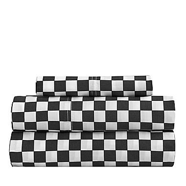 Studio 3B&trade; Cell Phone Pocket 300-Thread-Count Twin/Twin XL Sheet Set in Black Check. View a larger version of this product image.