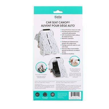 Belle ON THE GO Eucalyptus Canopy Car Seat Cover in White/Green. View a larger version of this product image.