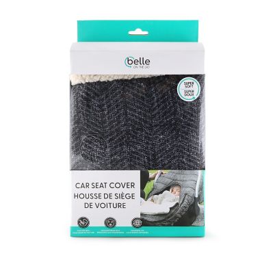 Belle ON THE GO Herringbone Car Seat Cover in Grey. View a larger version of this product image.