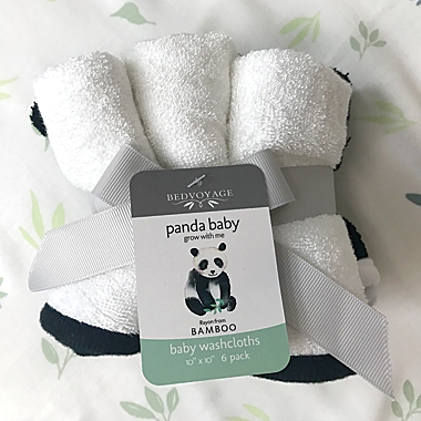 Bedvoyage 6-Pack Panda Baby Washcloths in Black/White. View a larger version of this product image.