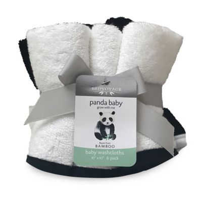 Bedvoyage 6-Pack Panda Baby Washcloths in Black/White