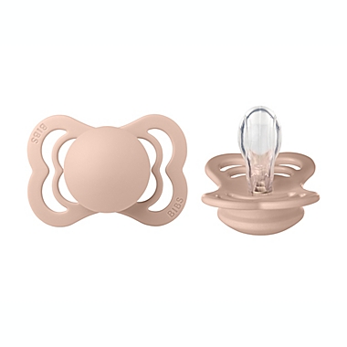 BIBS&reg; 0-6M 2-Pack Supreme Silicone Pacifiers in Blush. View a larger version of this product image.