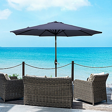 Westin Outdoor Avalon 9-Foot Octagonal Tilt and Crank Market Umbrella in Navy/Blue. View a larger version of this product image.