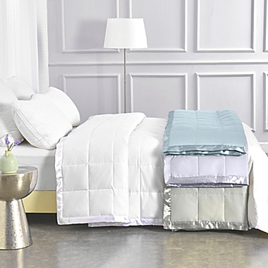 Puredown Cotton Sateen Lightweight Full/Queen Down Blanket in White. View a larger version of this product image.