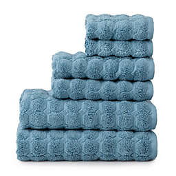 Martha Stewart Textured Hexagon 6-Piece Towel Set in Blue