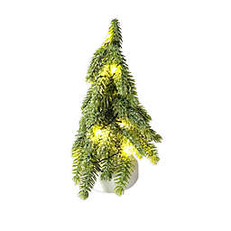 Bee & Willow™ 7-Inch Small Pre-Lit LED Christmas Tree Figurine in Green/Glitter