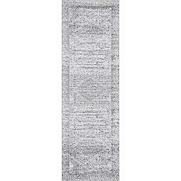 nuLOOM Hart Abstract Machine Washable 2'6 x 12' Runner in Black/Grey