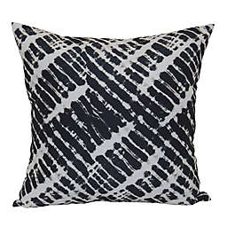 Diagonal Shibori Tie Dye Square Indoor/Outdoor Throw Pillow in Black