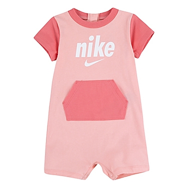 Nike&reg; Size 18M Colorblock Romper in Coral/Multi. View a larger version of this product image.