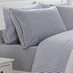 VCNY Home Stripe 6-Piece King Sheet Set in White/Navy